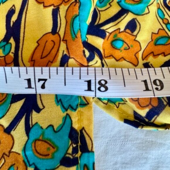Yellow Orange and Blue Floral Boho 100% Cotton Kimono Robe - Picture 11 of 13